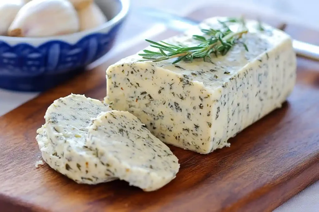 Homemade roasted garlic herb butter